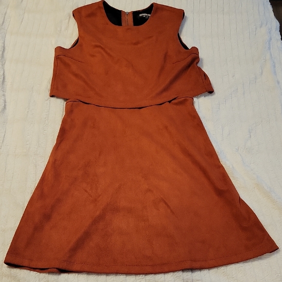 Fashion Union Dresses & Skirts - Fashion Union Suede Burnt Orange Rust Mini Dress Cutouts Zippered Back